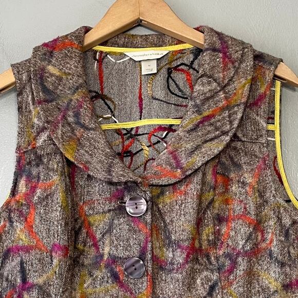 Christopher & Banks Vest Size Medium Felted Artsy Unique Wearable Art Goblincore - Picture 2 of 10